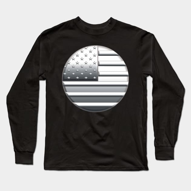 Chrome USA Flag Long Sleeve T-Shirt by Ricogfx